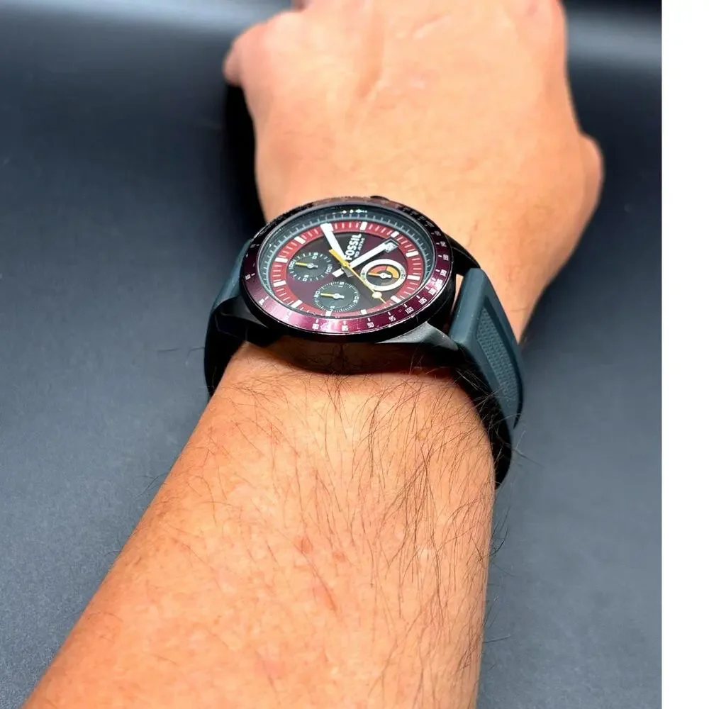 Fossil Decker CH2876 Chronograph Red Dial Silicone Men’s Watch 43mm